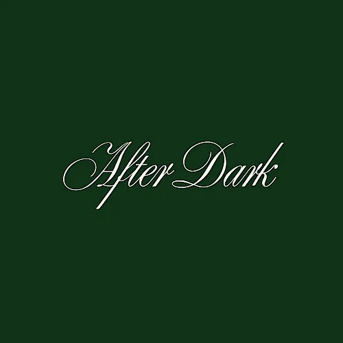 A dark green background with the white cursive words “After Dark” centered across the image, ending as a logo-style title.