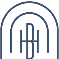 The image shows a logo with two overlapping arches and the letters "HBH" intertwined in the center. The design is minimalist and abstract.