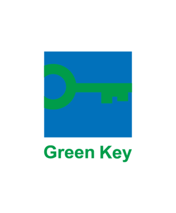 This image features a green key icon over a blue background, with the text "Green Key" underneath, possibly indicating eco-certification.