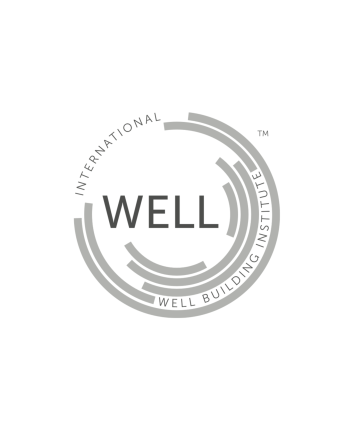 The image shows the logo of the International WELL Building Institute, featuring circular lines and the word "WELL" in the center.